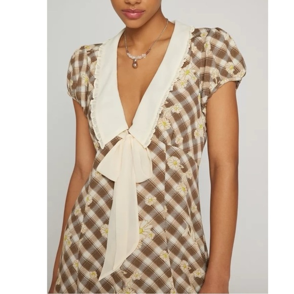 Urban Outfitters Kimchi Blue Bloomer Romper Plaid Ethereal Bow Dainty Size Small - Picture 4 of 11